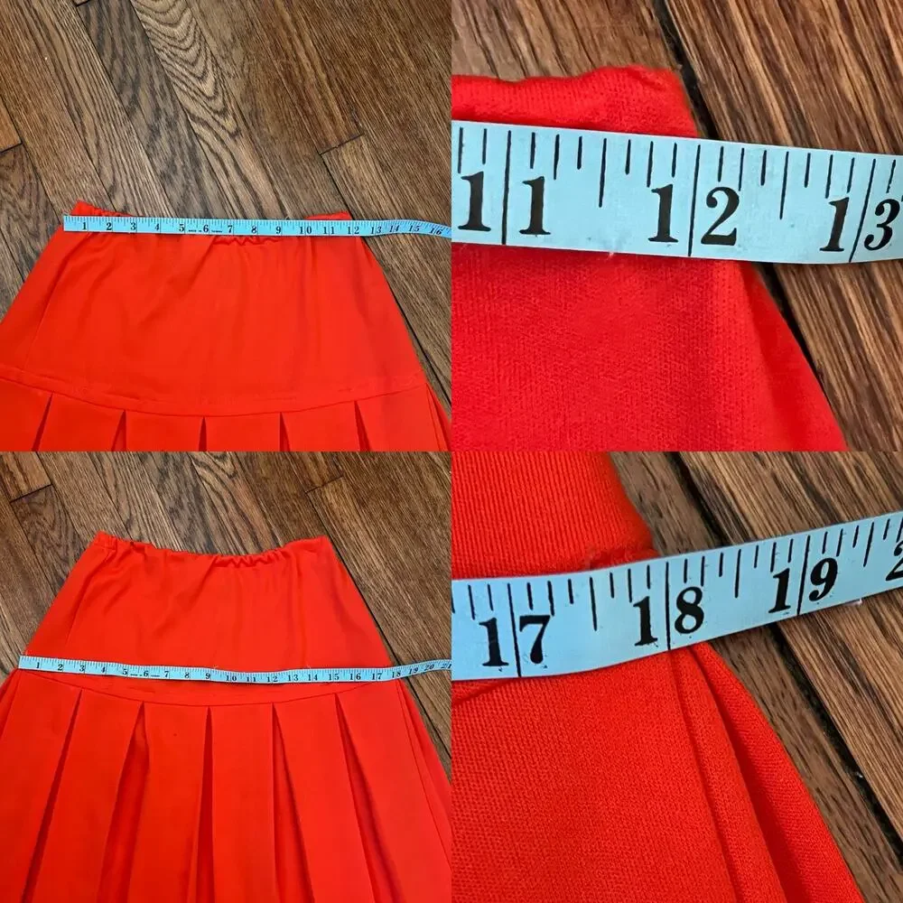 Vintage 70s Act III Red Pleated Drop Waist Tennis Skirt Mini XS Sporty Blokecore